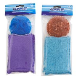 36 pieces Cleaning Kit 2pk Cloth Sponge W/scrubber & Scour Pad Clean Pbh - Scouring Pads & Sponges
