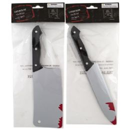 24 Wholesale Costume Weapon Blade 2ast Bloody 12in Blade Cleaver/chef Halloween Pbh