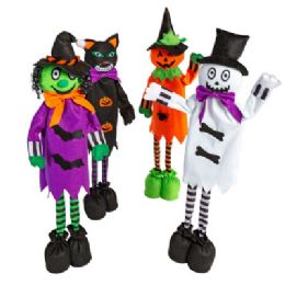 12 pieces Standing Figure Halloween 4asst Characters 25-28in Plush Hlwn Ht Pumpkin/ghost/cat/scarecrow - Halloween