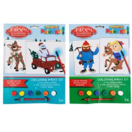 24 of Paint Kit Rudolph 2 Clr Boards, 6 Paints, 1 Brush Peggable