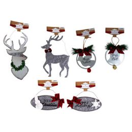36 pieces Ornament Large Galvanized 6ast 2 Reindeer/2 Oval/bell/dove Xmas Ht/headercard Per Item - Christmas Ornament