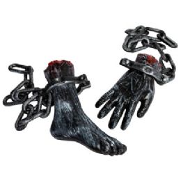 12 pieces Chain W/severed Hand 28in Or Foot 31in Plastic Silver ht - Halloween
