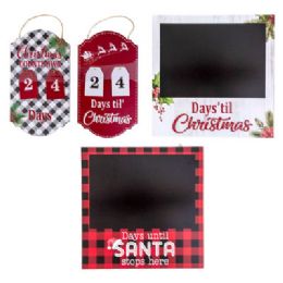 24 Wholesale Wall Plaque Christmas Countdown 4ast Mdf Chalkboard/calendar18pc Chalk/6pc Calendar Per Case