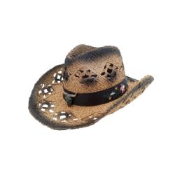 12 Bulk Brown Hollow Straw Bull Band Beach Cowboy Hat
