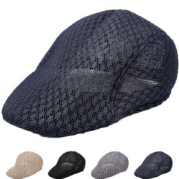 12 Wholesale Assorted Color Breathable Men Summer Mesh Ivy Hat