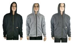 24 Pieces Plain Drawstring Zip Up Hoodie Fleece Lined - Mens Sweat Shirt