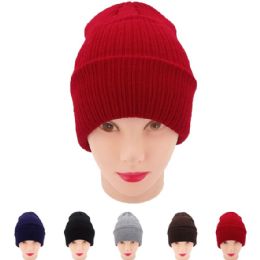 12 Bulk Women Solid Color Winter Knit Hats