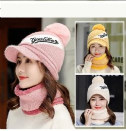 72 Pieces Fleece Lined Pom Pom Hat And Neck Warmer Set - Winter Beanie Hats
