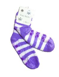 300 Pieces Fuzzy NoN-Slip Stripe Design Long Socks - Womens Slipper Sock