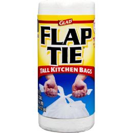 8 pieces Glad Trash Bag 40 Ct Tall Kitchen Flap Tie 13 Gl White - Garbage & Storage Bags