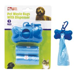 24 pieces Simply For Pets Waste Bag 3 Pk 1 Dispenser + 2 Rolls 15pc Bags - Garbage & Storage Bags