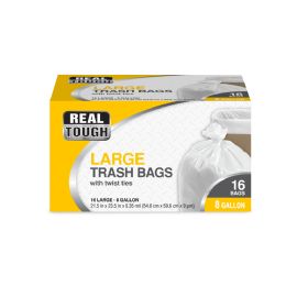 24 pieces Real Tough Trash Bag 8 Gl 16ct Twist Tie White - Garbage & Storage Bags