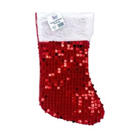 48 pieces Sequin Christmas Stocking 17 Inch - Christmas Stocking