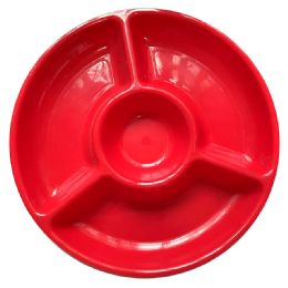 48 of Party Solution Plastic Tray 12.25 In With Compartments Assorted Solid Colors