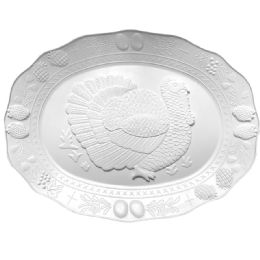 24 pieces Party Solution Turkey Platter 17.25 X 13 In Oval Assorted White / Beige - Serving Trays