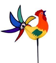 120 Pieces Rooster And Parrot Asst Pinwheel - Garden Decor