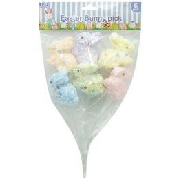 48 Pieces 6ct foam bunny picks - Easter
