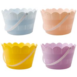 48 Wholesale Easter Plastic Bucket 8"x5"h Assorted Colors