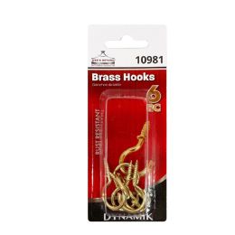 144 pieces 6pc 1" Brass Cup Hooks - Hooks