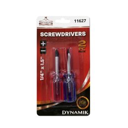 72 pieces 2pc 1/4" X1.5" Stubby Screwdrivers - Screwdrivers and Sets