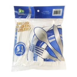 24 pieces 51pc Mixed Plastic Cutlery - Disposable Cutlery