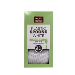 24 pieces 24pk Plastic Spoons, White - Disposable Cutlery