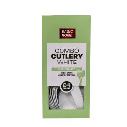 24 of 24pk Combo Cutlery, White