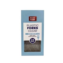 24 pieces 24pk Plastic Forks, Clear - Disposable Cutlery