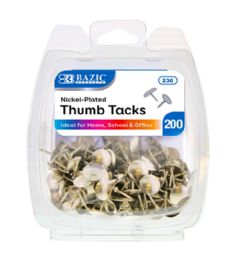 144 Pieces Bazic Nickel Silver Thumb Tack - Office Accessories