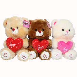 24 Pieces 12" Bear With Heart 3-Asst - Valentines