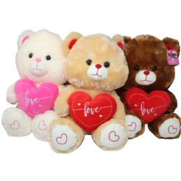24 Pieces 16" Bear With Heart 3-Asst - Valentines