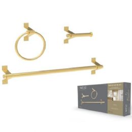 6 Pieces 3pc Broadway Brushed Gold Bath Hardware Set - Bathroom Accessories