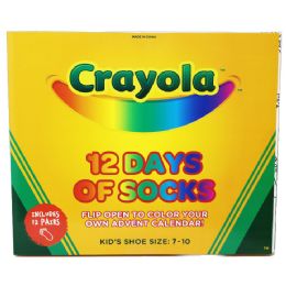 12 Pieces 12pk Crayola Socks Box Set Size 4-6 - Crayon