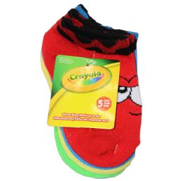 60 Wholesale 5pk Crayola Boys Toddler Faces Ns Socks Size 2T-4t