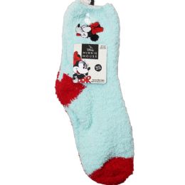 60 Bulk 2pk Minnie Tongue Out Cozy Socks Size 9-11