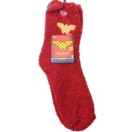 60 Bulk 2pk Wonder Woman Fierce Cozy Socks Size 9-11