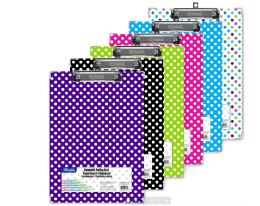 96 Pieces Standard Size Confetti Polka Dot Paperboard Clipboard W/ Low Profile Clip - Clipboards and Binders