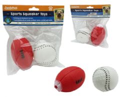 24 Bulk 2pc Squeaky Pet Toy Baseball