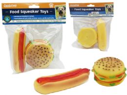 24 Wholesale 2pc Squeaky Pet Toy Hamburger