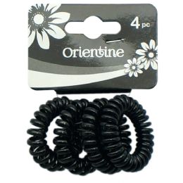48 Pieces 4ps Coil Hair Ties Blk 12/300s - Hair Accessories