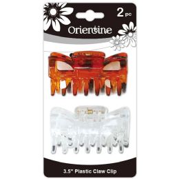48 of Hair Claw Clip 2ps/3.5" White&brown