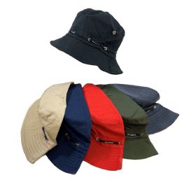 48 Bulk Solid Color Bucket Hat With Adjustable Strap Assorted Colors