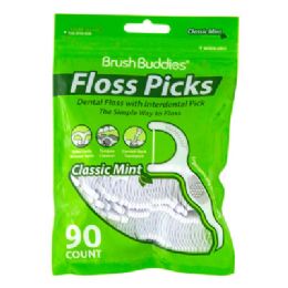 24 pieces Dental Floss Picks 90ct Mint Brush Buddies - Personal Care Items