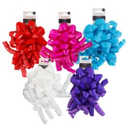 30 pieces Gift Bow 2pk 5in Dia Star W/dot Curly Bow 5ast Colors Party Backer - Bows & Ribbons