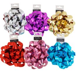 24 pieces Gift Bow Jumbo 6in Star 6asst Color Party Backer Card - Bows & Ribbons