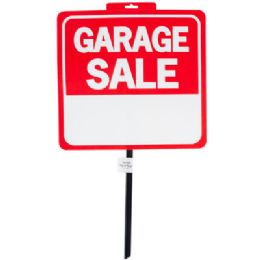 24 pieces Sign Garage Sale 14x15 26in W/pole Weatherproof Plastic Perforated Header Label - Sign