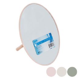 12 pieces Mirror Oval Easel Back 6in W X 8in H 3ast Colors Label Light Grey/pink/cream - Home Accessories