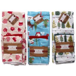 48 pieces Kitchen Textiles Christmas 3ast Microfiber 2pk Dishcloth/1 Towel Christmas Ht/jhook - Christmas Decorations