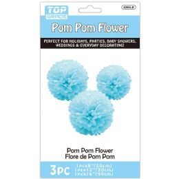 12 Pieces 3pc Pompom Flower 8" 12" 16" - Party Accessory Sets