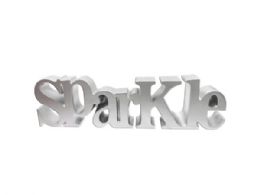 24 Bulk 10 In X 3 In Silver Tabletop Resin Word Decor Sparkle